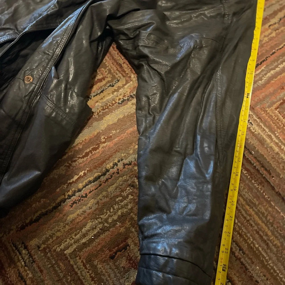 VTG Natural leather long jacket/ coat size M BLACK Turkey - Picture 10 of 11